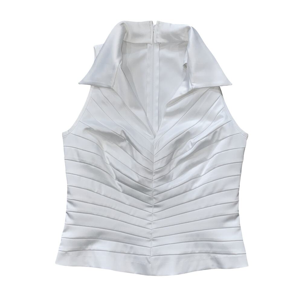 White Pleated Collar Sleeveless Bustier Corset Top Women's Size 8